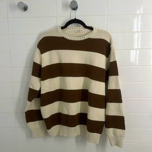 COPY - Brianna Striped Sweater - Ivory and Brown